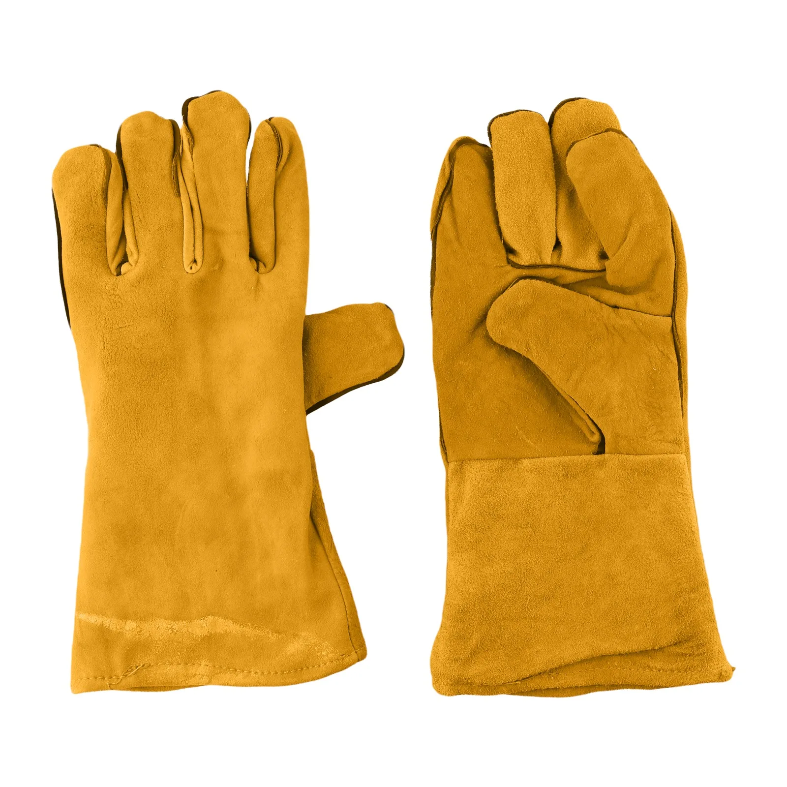 

2pcs Cowhide Work Gloves For Welding Flame-Retardant Welding Work Gloves Heat-Proof Metal Welding Protector Accessories