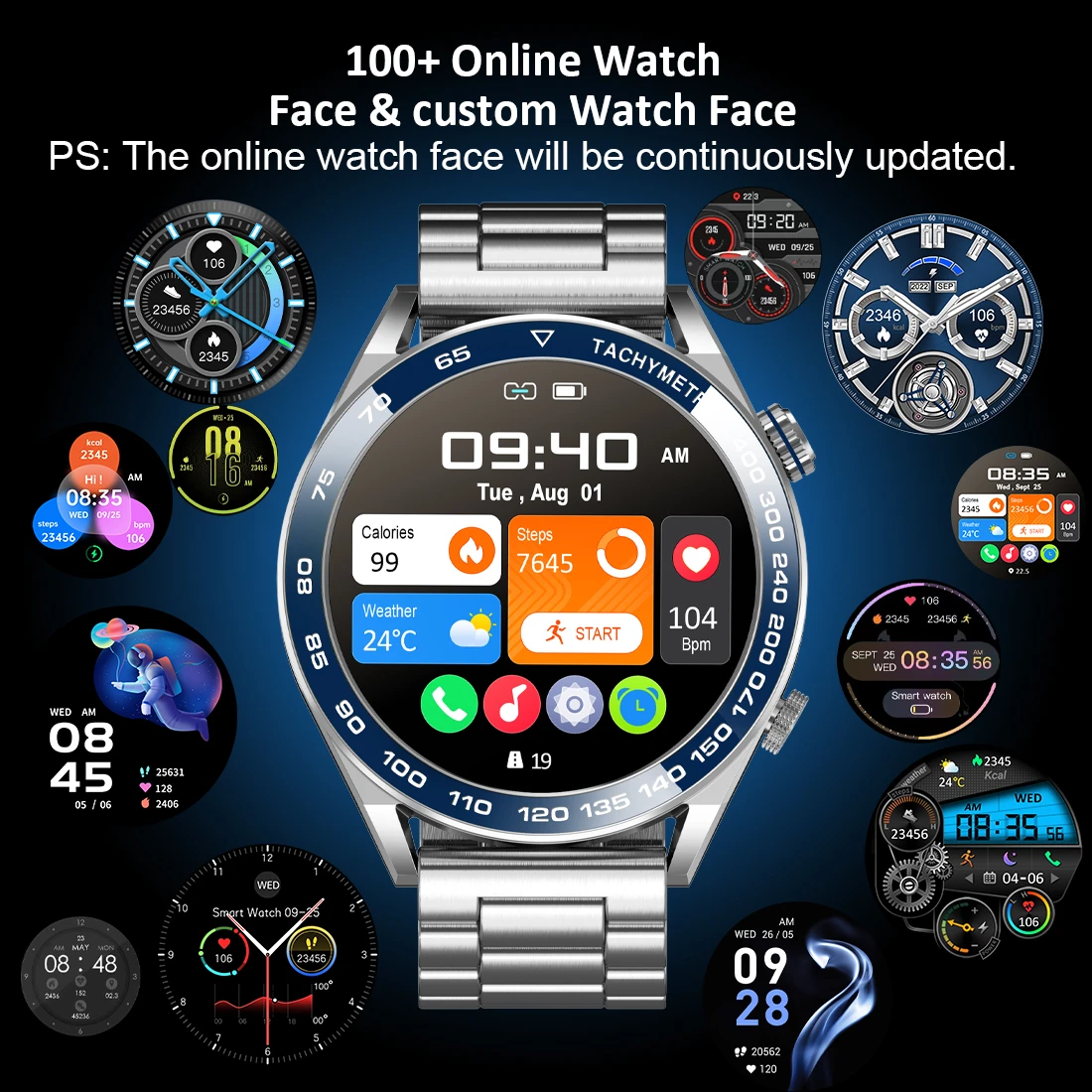 Reloj inteligente deportivo para hombre, pulsera resistente al agua con Bluetooth, llamadas, NFC, Pantalla AMOLED pulgadas de 2023, para HUAWEI y