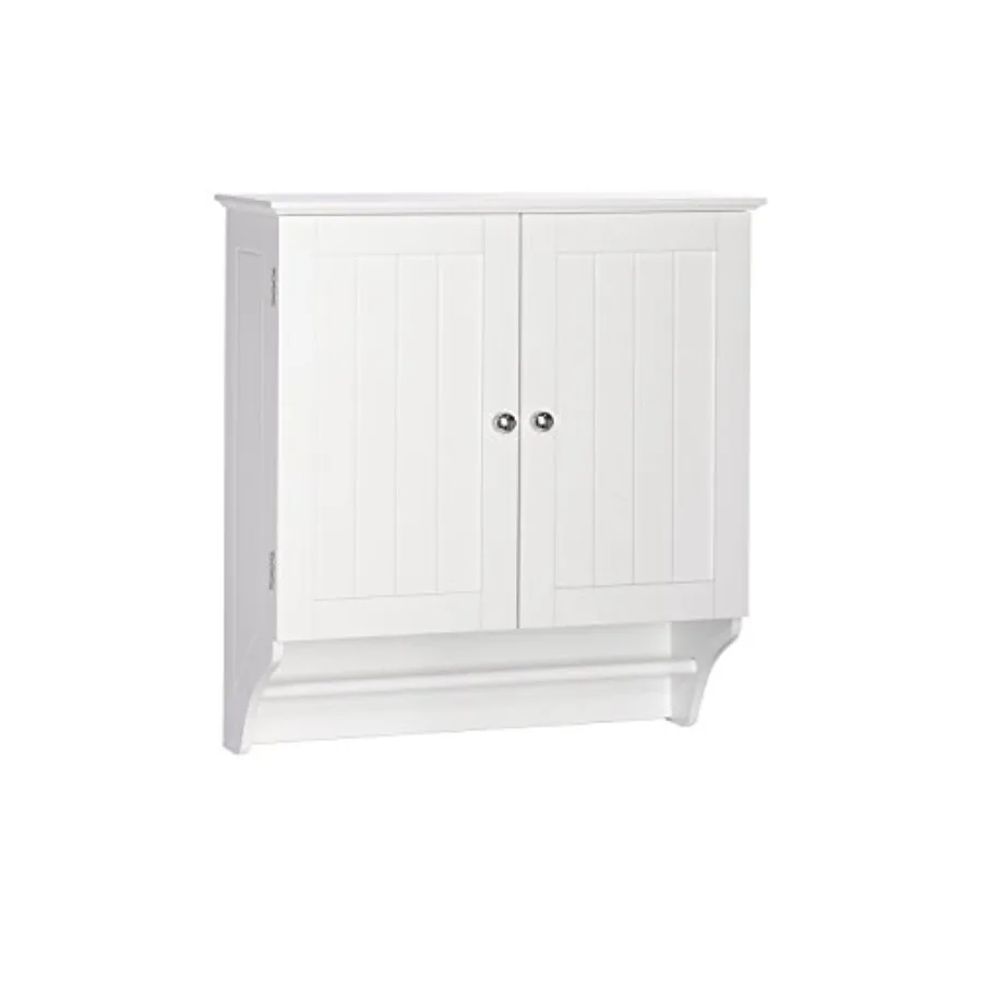 

Ashland Two-Door Bathroom Storage Cabinet - - Wall Mounted Medicine Cabinet Over Toilet Storage With Towel Rail And 2 Fixed Int