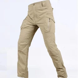 Men's Elastic Cargo Gym Spring Autumn Fall Outdoor Hiking Camping Trekking Fishing Climbing Pants Tactical Quick Dry Trousers
