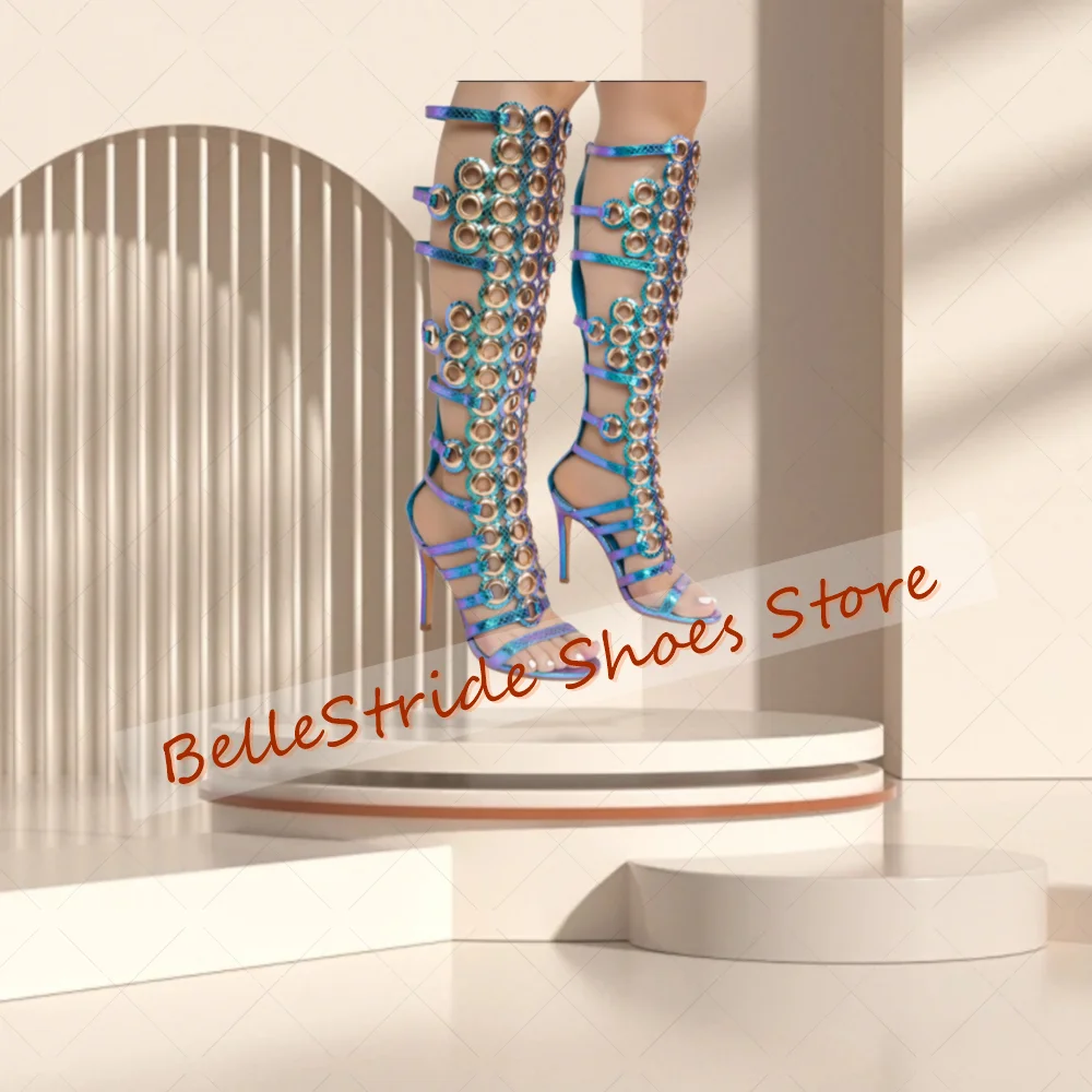 

Colorful Round Hollow Out Sandals Open Toe Women Shoes Stilettos High Heels Party Banquet Dating 2025 Zapatos Para Mujere