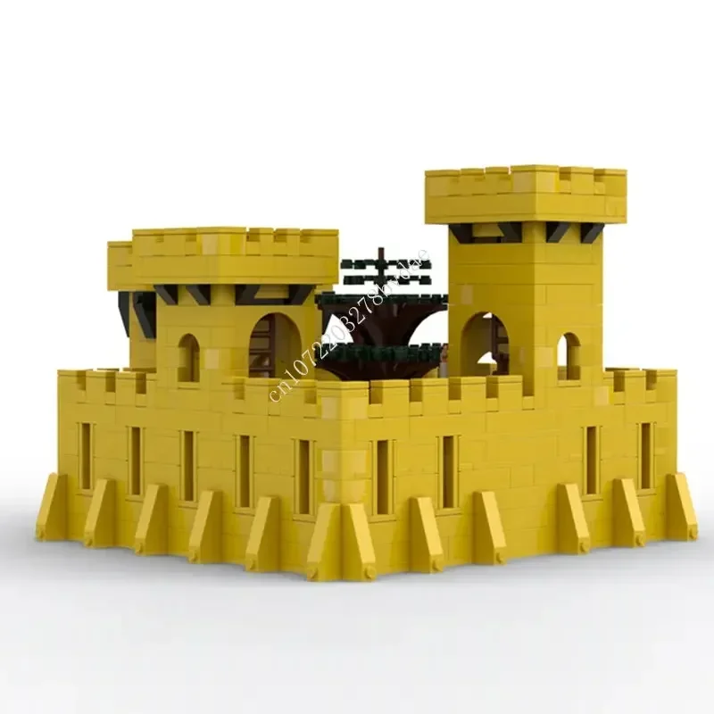 Bloques de construcción Moc para niños, juguete de ladrillos para armar Castillo amarillo, ideal para regalo de vacaciones, código 1178, piezas