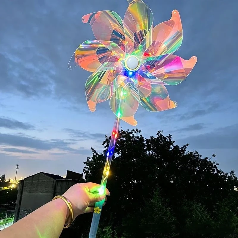 Outdoor Garden Windmill for Kids 7 Bright Colorful Leaves Wind Spinner Courtyard Lawn Decor Ornament
