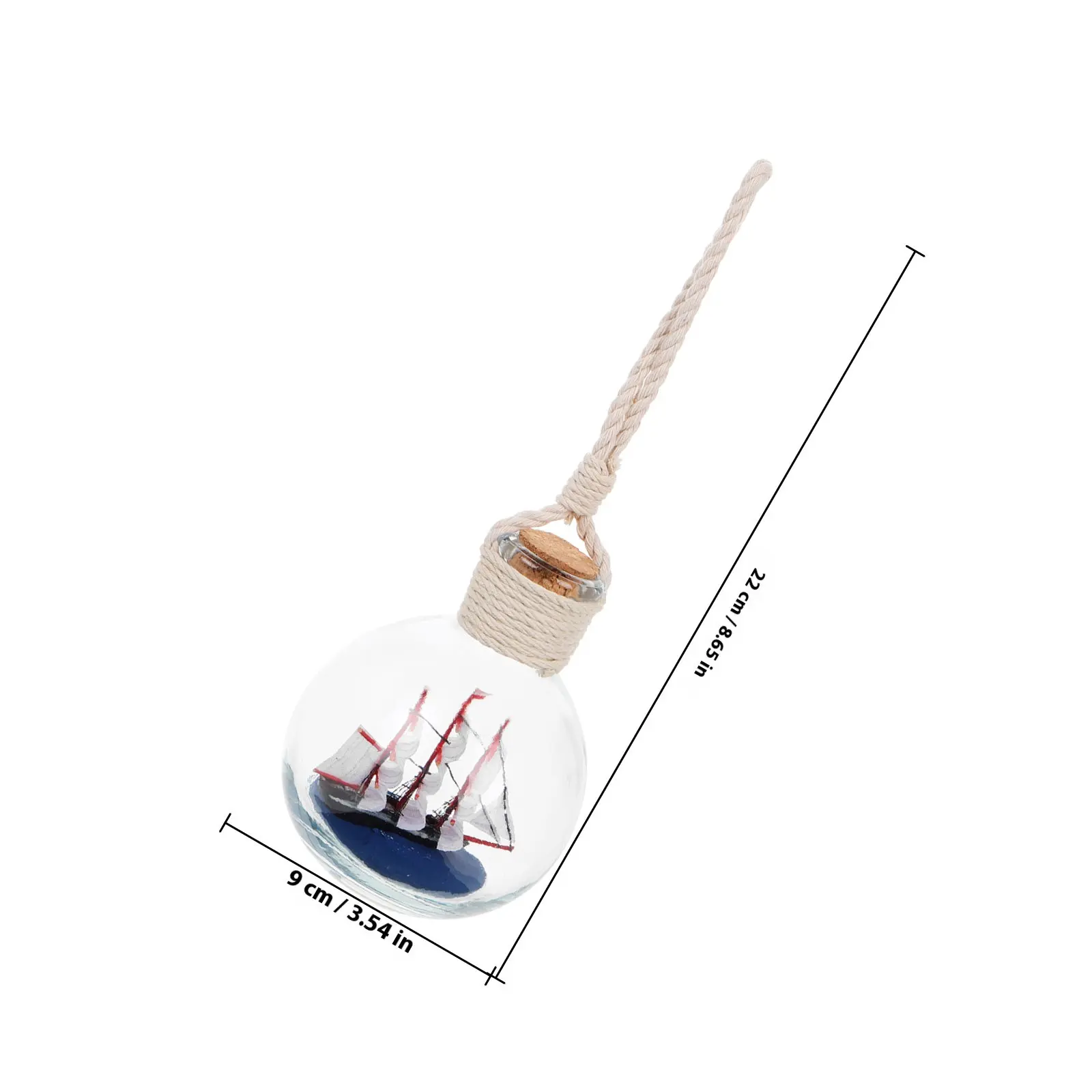 Mediterranean Style Sailboat Drift Bottle Glass Hanging Ornament with Hand-Tied Rope for Coastal Home Decor Wedding Beach Party
