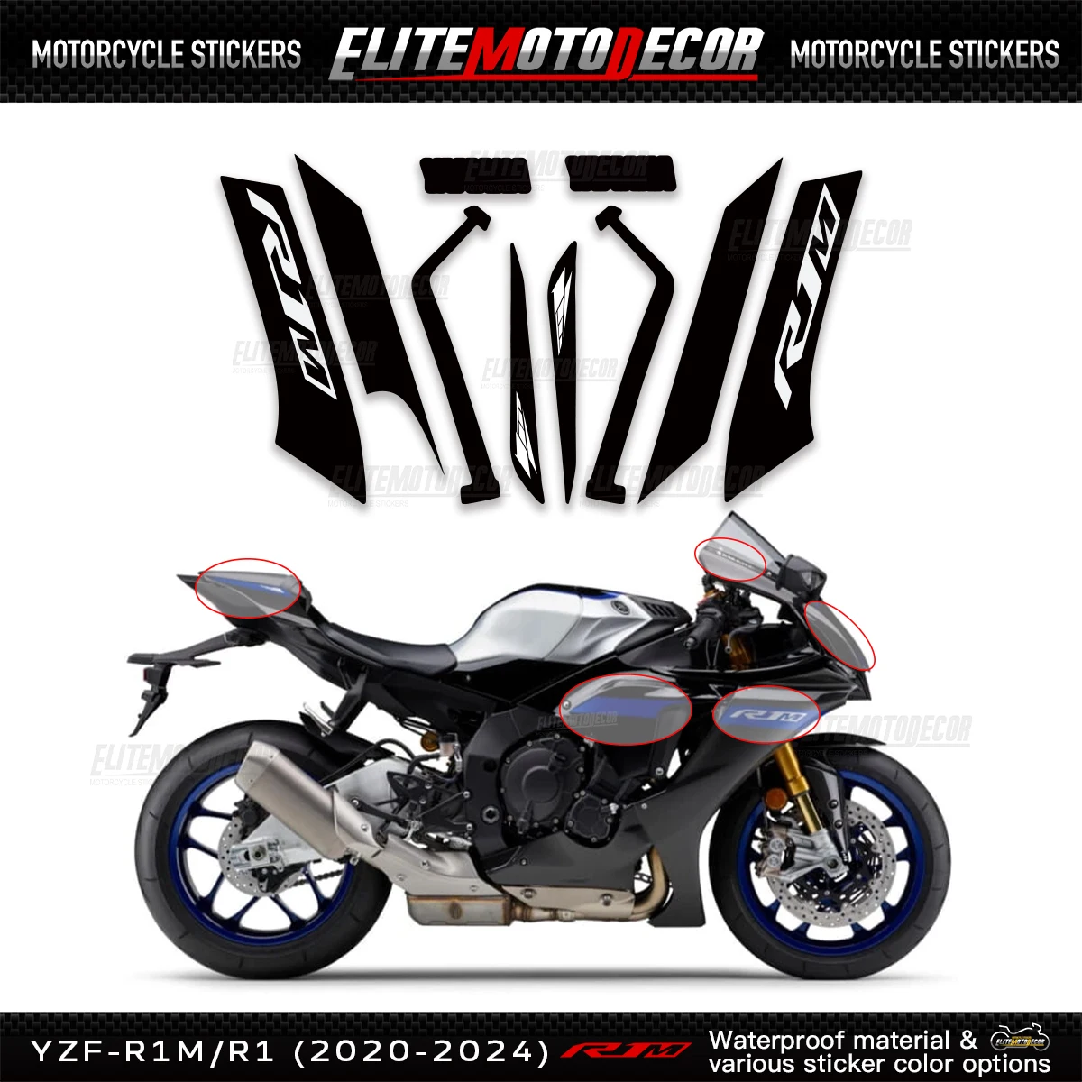 

Для Yamaha YZF R1R1M 2020-2022-2024 OEM копия полная автомобильная линия наклейка наклейка на заказ цвет обтекатель мотоцикла наклейка в виде ракушки Deca