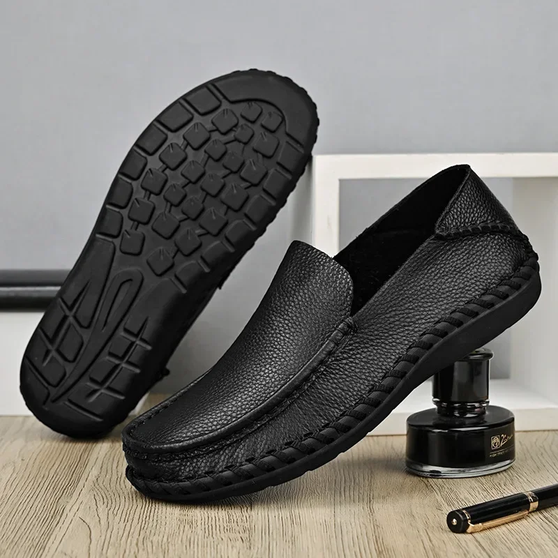 

Moccasins Casual Leather Shoes Men's Soft Genuine Leather High-Grade Business plus Size 4748 Loafers