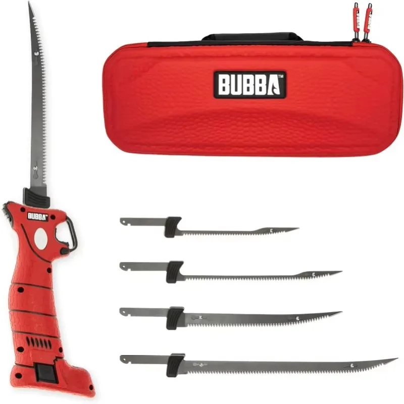 BUBBA Li-Ion Cordless Electric Fillet Knife with Non-Slip Grip Handle, 4 Ti-Nitride S.S. Coated Non-Stick Blades, for Fishing