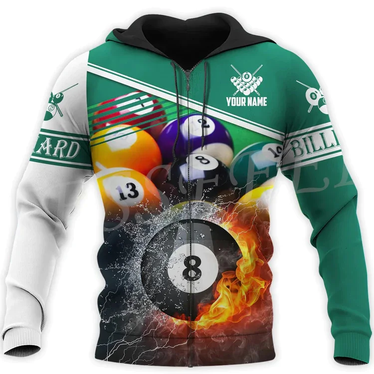 NewFashion Custom Name Sports Billiards Ball Player Tattoo Tracksuit 3DPrint Streetwear Harajuku Casual Funny Jacket Hoodies 8X