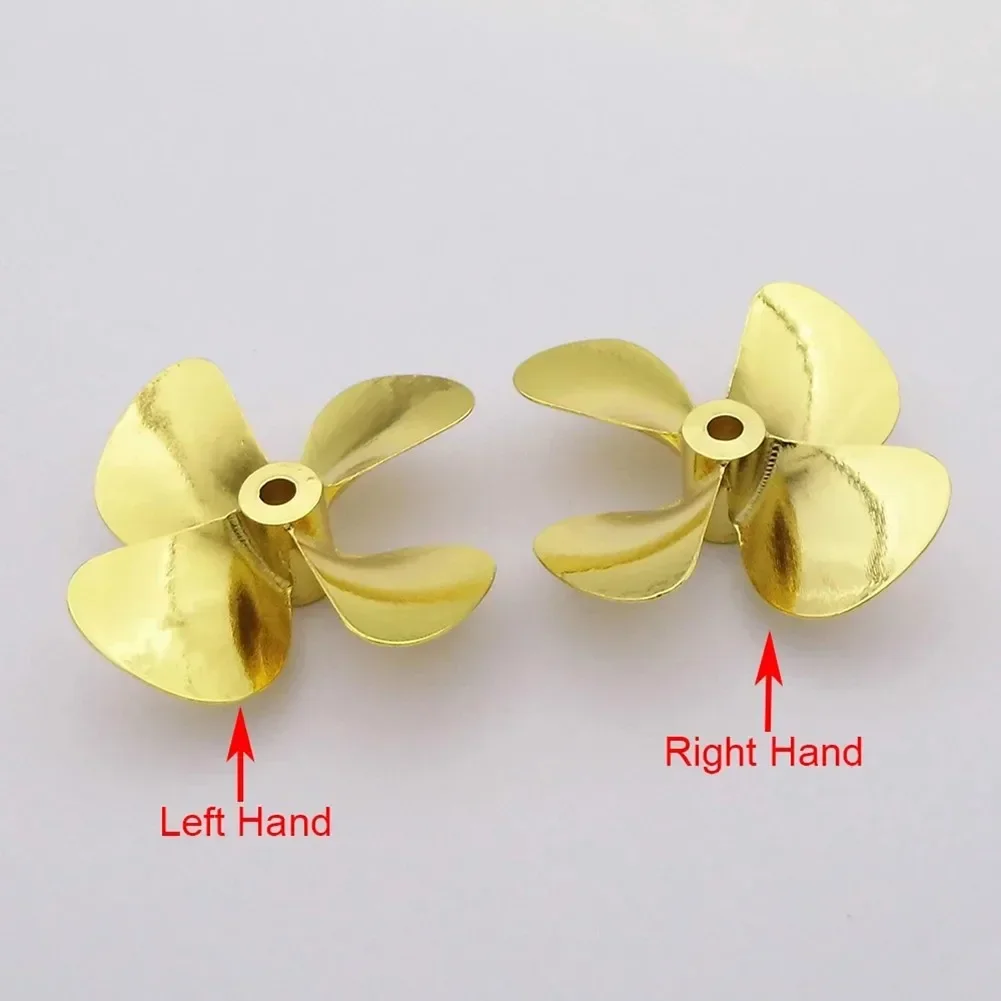 Heavy Duty RC Boat Propeller, 4 Blades, Zinc Alloy Construction, Gold Color Plate, Compatible With RC Marine ROV