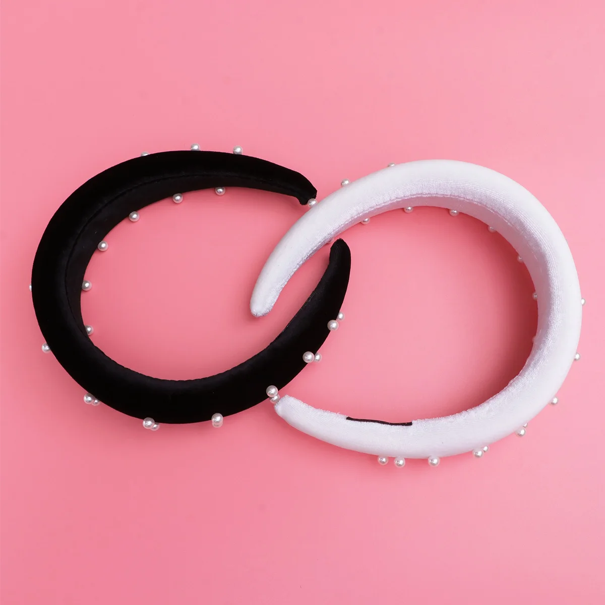 

Pearl Headband Bands Thickening Hair Hoop Sponge Flannelette Catwalk Knotted Pearl Decorations Holiday Gift Photo Prop