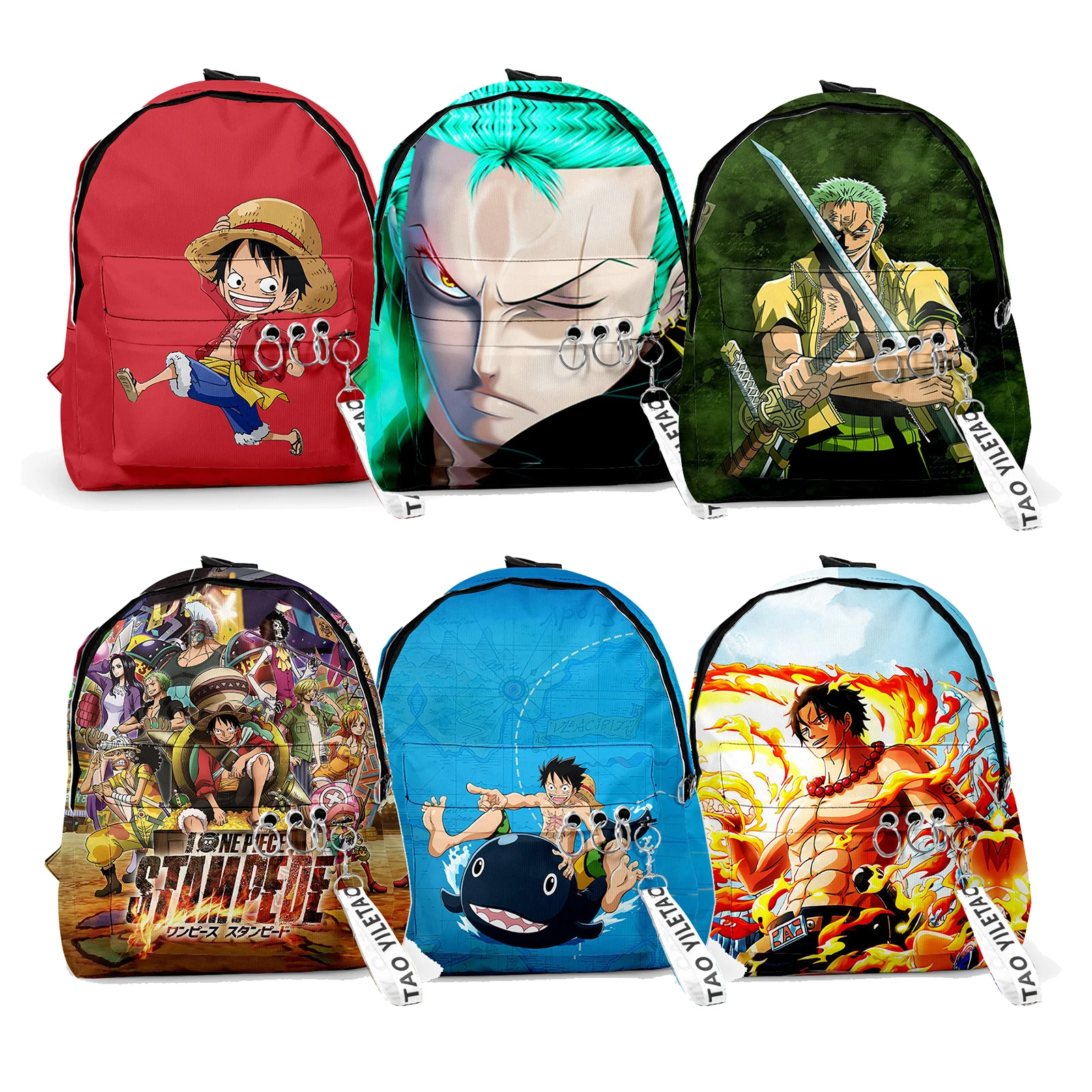 New Anime Bag One Piece Backpack Boy Girl Cartoon Luffy Zoro Figures Kids School Bags Big Capacity Travel Bag Girls Boy Children