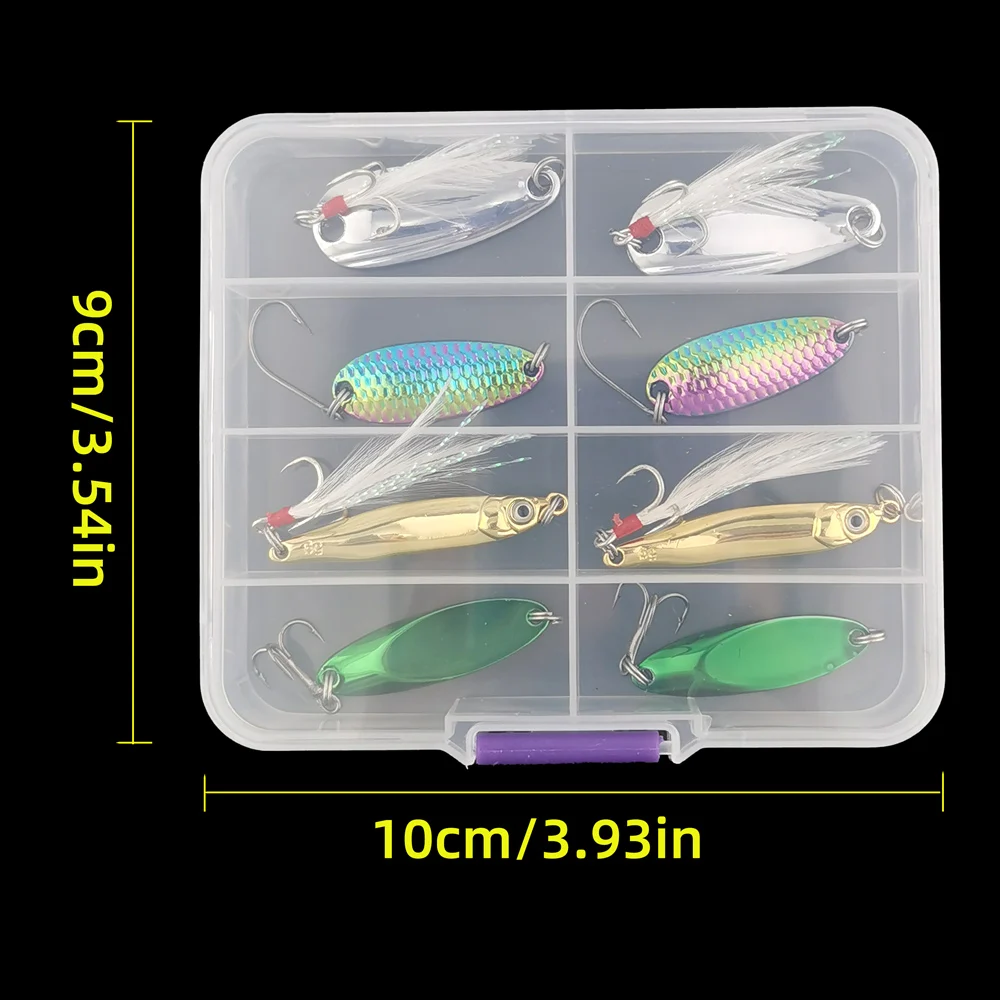 Aorace 8pcs 5/7/10g Metal vib Spoon Fishing Lures - Durable Fishing Hooks for Freshwater And Saltwater Fishing Gear
