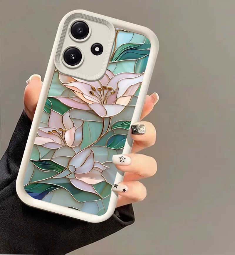 Capa Antichoque Fosca de Alta Qualidade com Flor de Lótus em Jade Elegante, Anti-queda PARA Motorola Moto G04 G14 E13 G34 G10 G20 G30 G22 4G G2