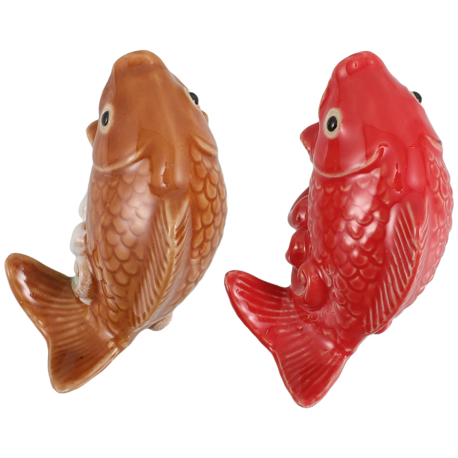 

2Pcs Ceramic Yellow Carp Fish Tank Ornament Open Mouth Design Aquarium Decor Pond Garden Landscape Accessories Artistic