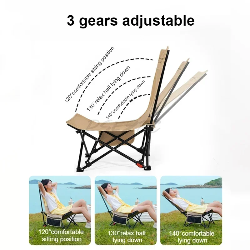 Outdoor Portable Ultra Light Folding Lounge Chair for Fishing Beach Camping Sitting and Lying Dual-use Low Legged with Backrest