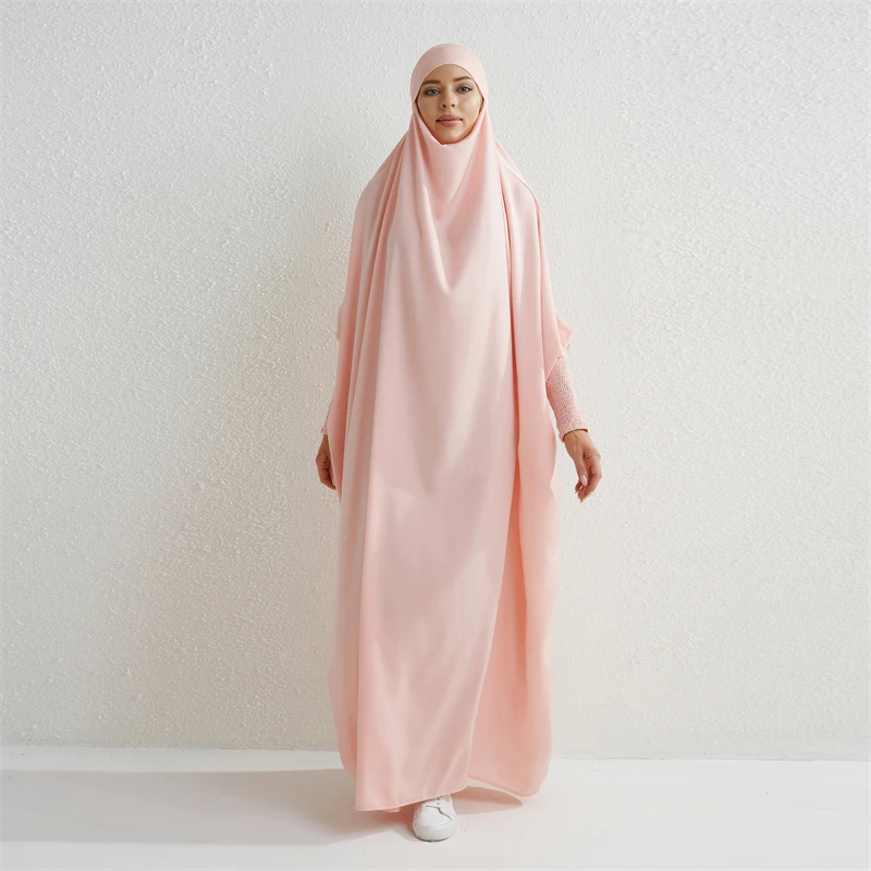 عباية نسائية إسلامية مقاس كبير فستان رداء نحيف يتميز بتصميم مقنع وأكمام سموكينج قطعة واحدة صلاة دبي السعودية تركية