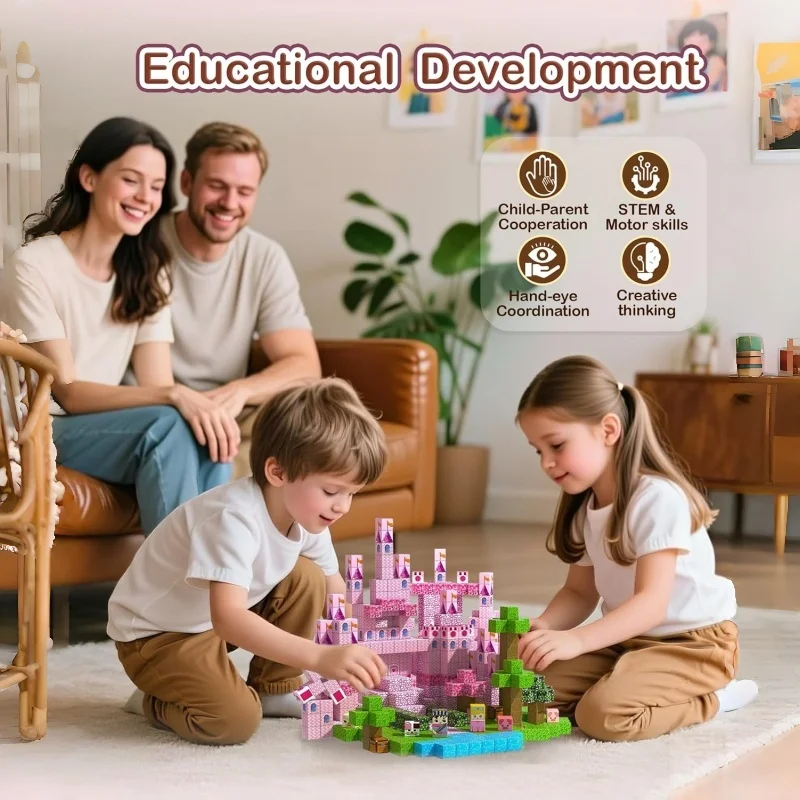100ピース キッズ マグネットブロック おもちゃ プリンセスキャッスルコレクション マグネット組み立てセット STEM感覚教育 誕生日プレゼント