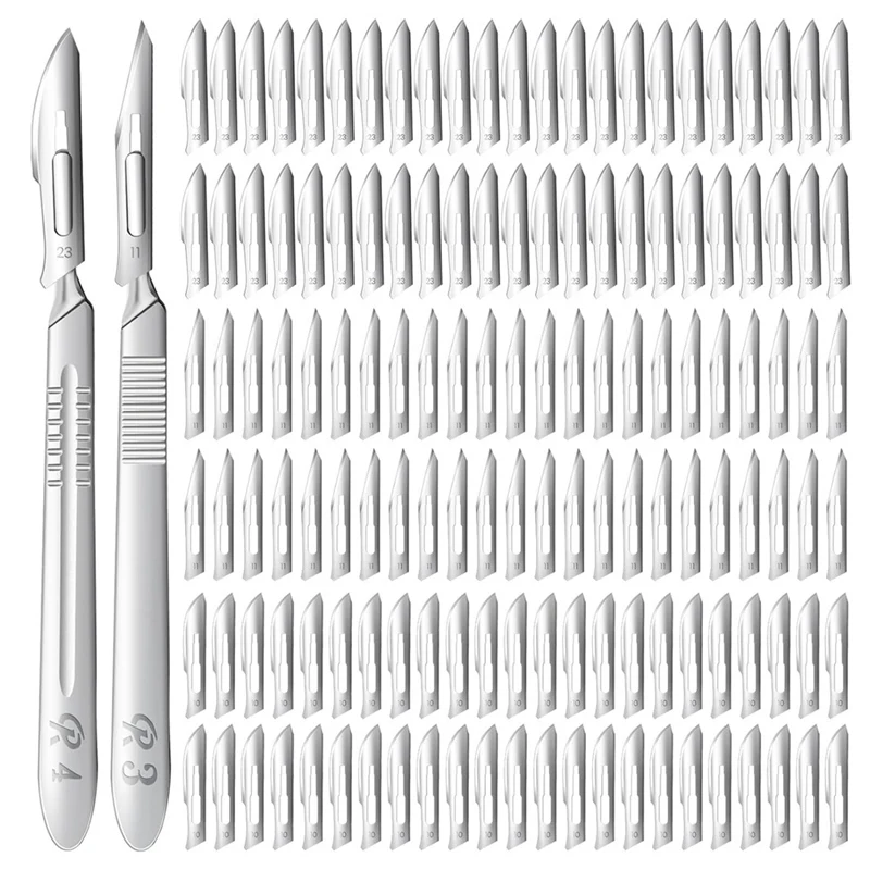 150 Pcs Scalpel Blades 10 11 23 Scalpels  Sterile Blades With 10 Pcs Handle Disposable Blades Durable Easy To Use