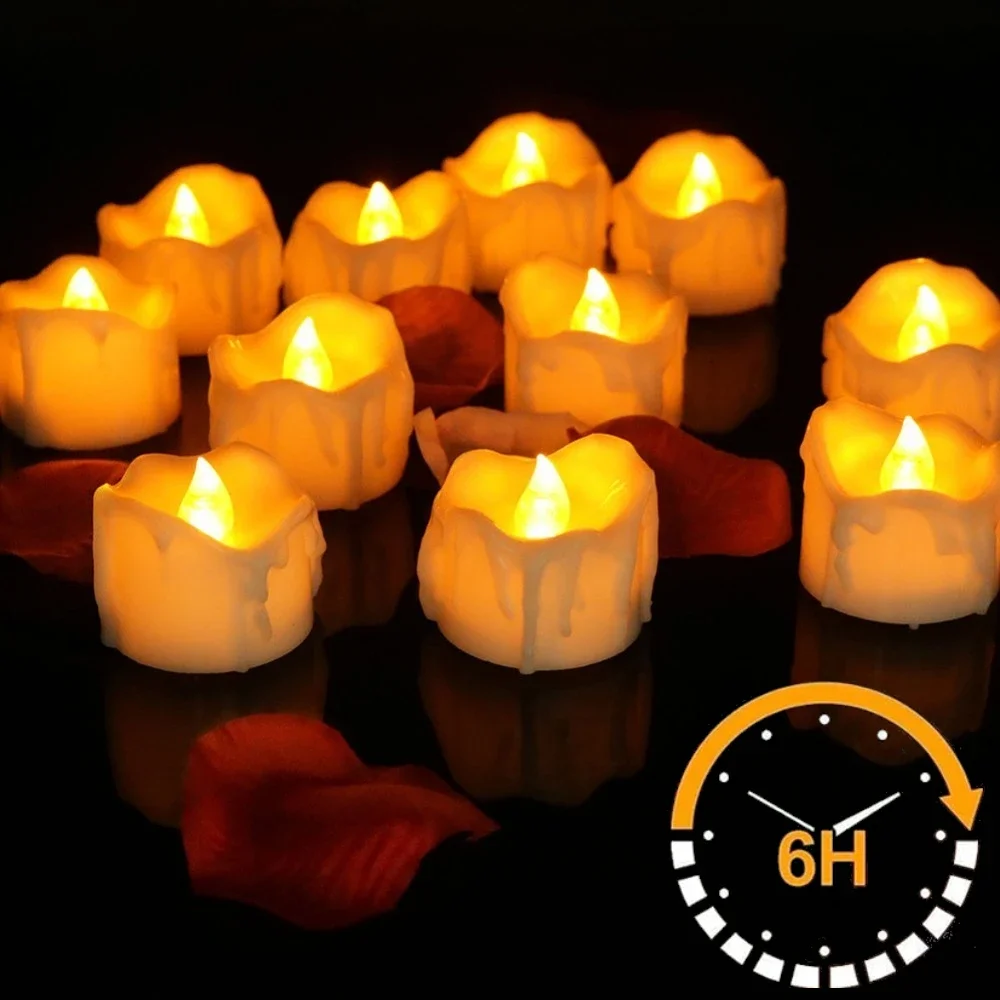 24/48 Stück flammenlose LED-Teelichter mit Timer, 6 Stunden Ein- und 18-Stunden-Aus in 24 Stunden Zyklen, automatisch flackerndes Kerzenlicht