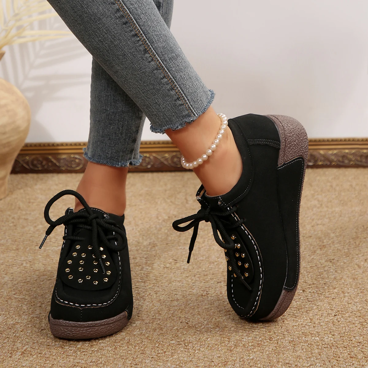 새로운 편안한 여성용 흰색 스니커즈 플랫폼 캐주얼 슈즈 청키 웨지 슈즈 키높이 슬립온