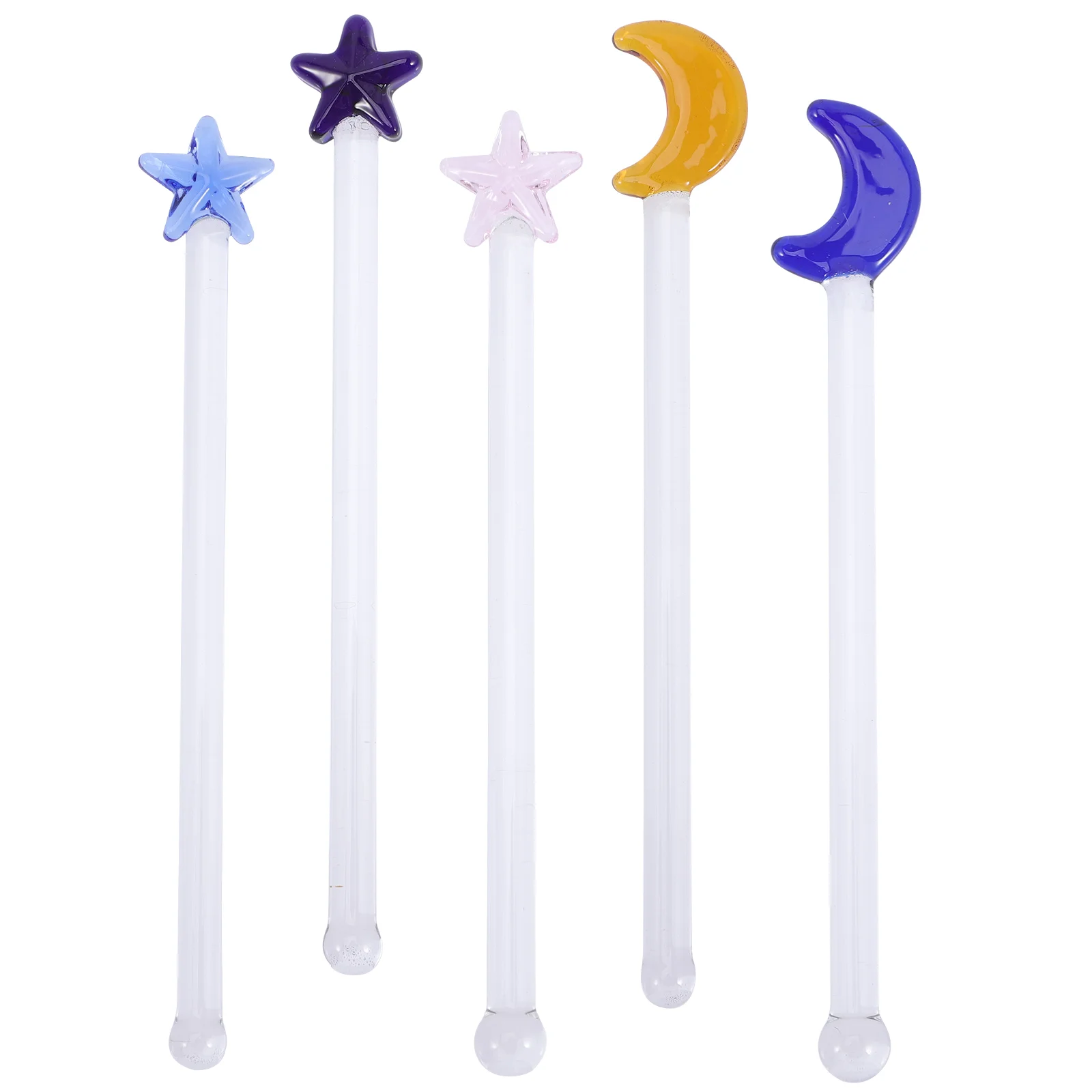 5 Pcs Transparent Glass Cocktail Stirring Rods Reusable Drink Mixing Bars Tools Coffee Juice Stirrers Decorative Beverage