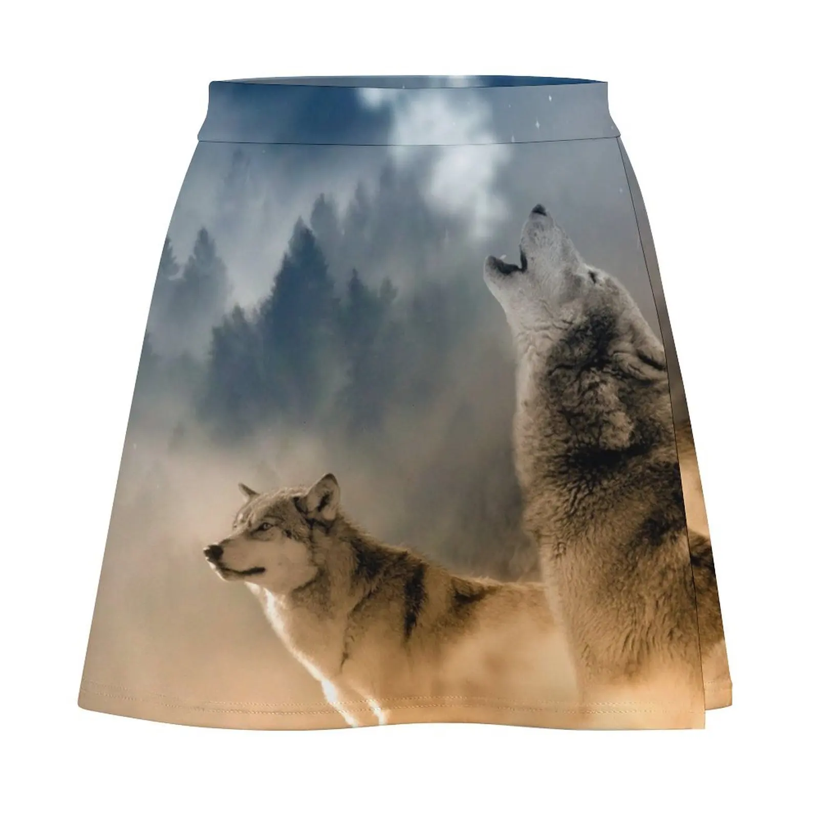 Wolf Trio and the Moon Mini Skirt shorts Women's skirts Mini Skirt