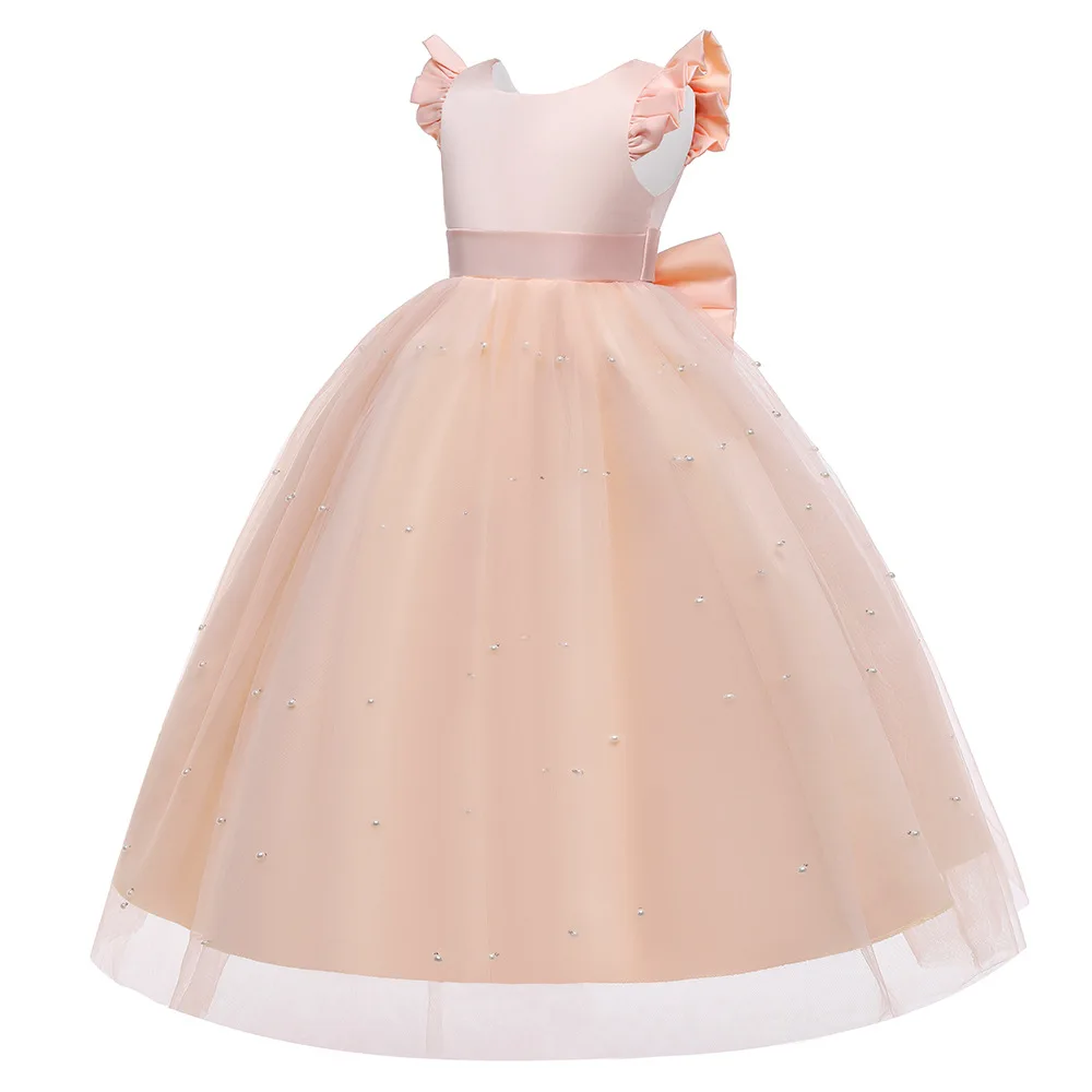 Girls Party Dresses 4 Colors 120cm-170cm Kid Dress Christmas Pink Gown Wedding Birthday Piano Show Long Skirt