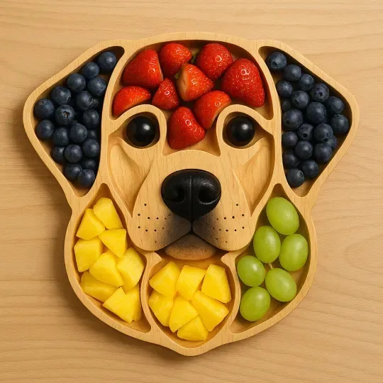 

New Dog Theme Cooked Food Platter Wooden Crafts Dog Fruit Snack Tray