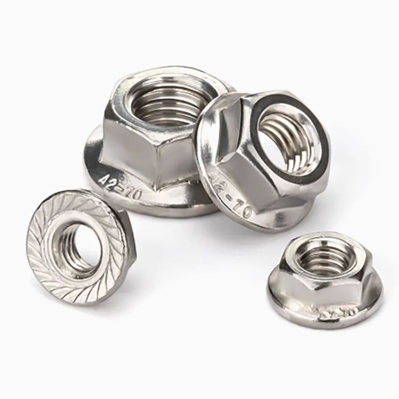 M4 M5 M6 M8 M10 M12 M16 Hexagon Hex Head Serrated Flange Nut DIN6923 Left Hand Thread Reverse Stainless Steel