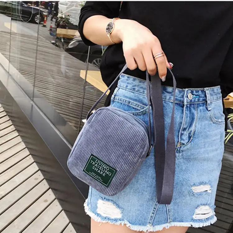 Korean Style Casual Corduroy Mini Square Crossbody Bag Simple Versatile Shoulder Bag Outdoor Sports Small Storage Handbag