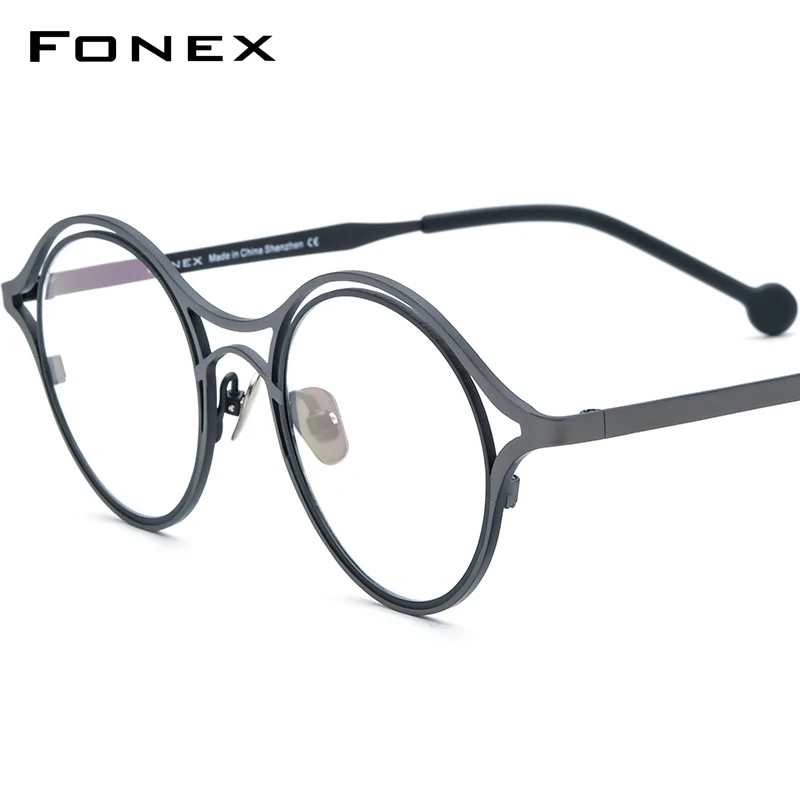 

FONEX Pure Titanium Eyeglasses Frame Women Colorful Retro Round Glasses 2022 Vintage Eyewear F85766