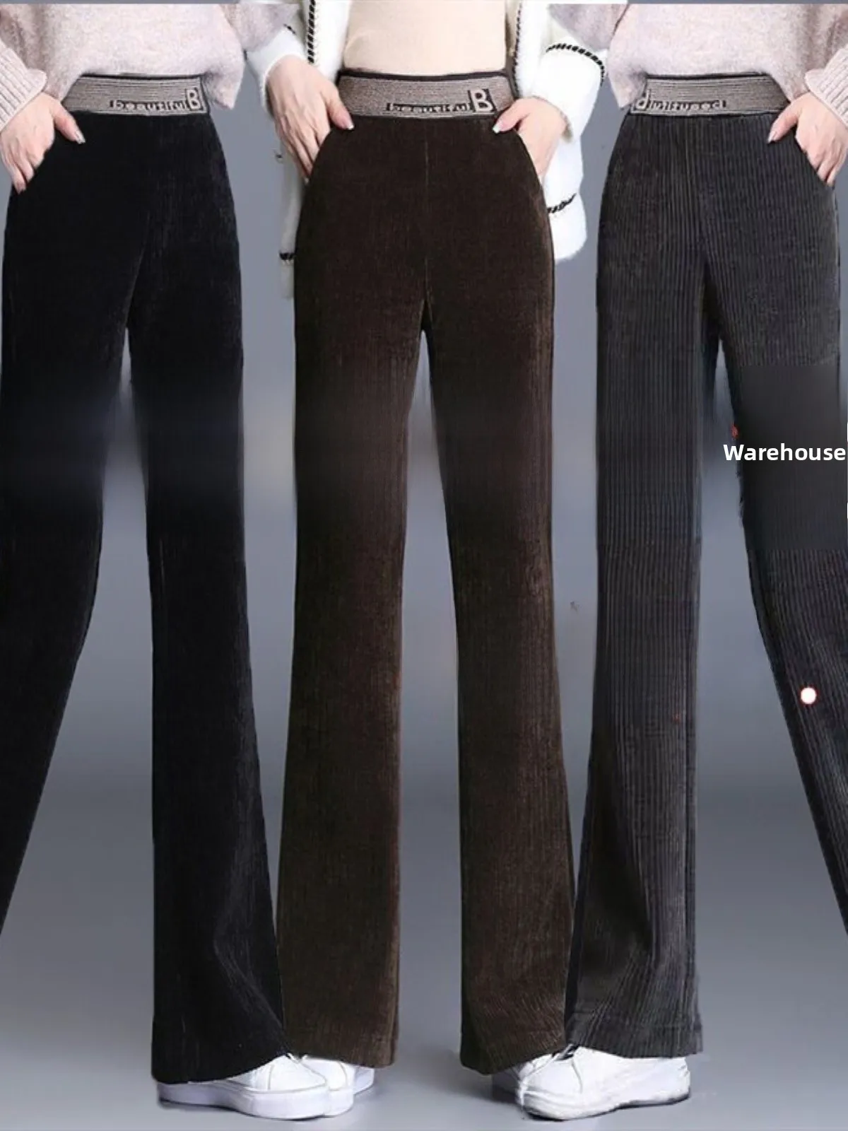 

Вельветовые широкие брюки с высокой талией, женские повседневные брюки прямого кроя, брюки маленького размера, универсальные осенне-зимние брюки