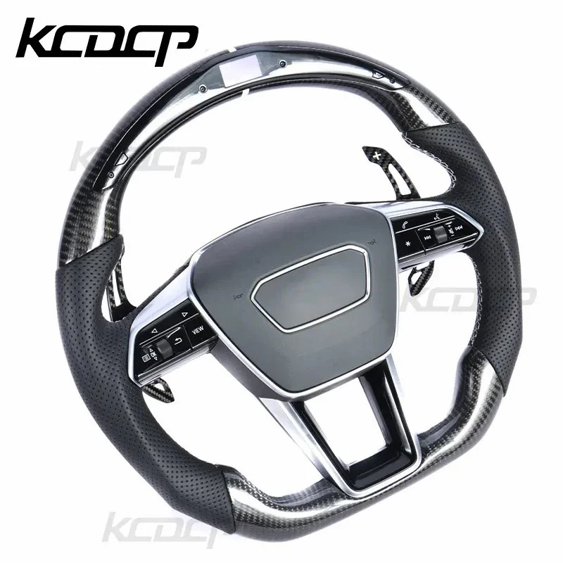 Carbon Fiber Steering Wheel Fit For A7 C7 A8 A6 C8 RS6 RS7 S8 Q8 Q7 S1 S3 S4 S5 RS3 RS4 A3 A4 A5 LED Car Steering Wheel