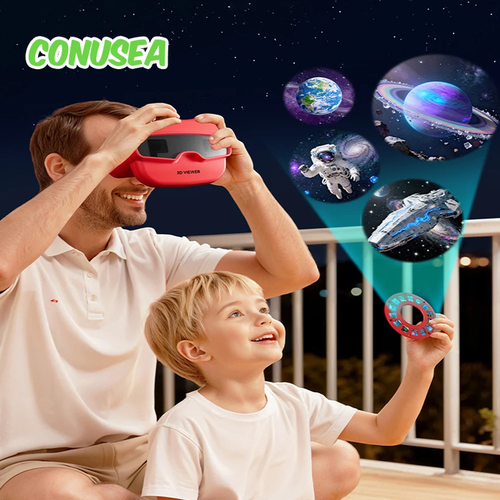 

Children's Binoculars 3D Stereoscopic Viewer Toy 6 Reel Red Color Scientific Animals Ocean Education Viewing Machine Toys Kids