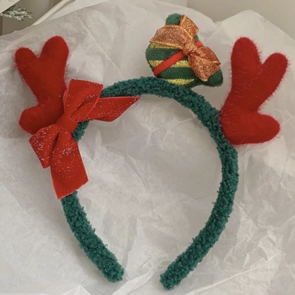 Cute Plush Antler Christmas Headband Decorations for Girls Children Christmas Hairband Xmas Party Decoration Supplies Hair Hoop