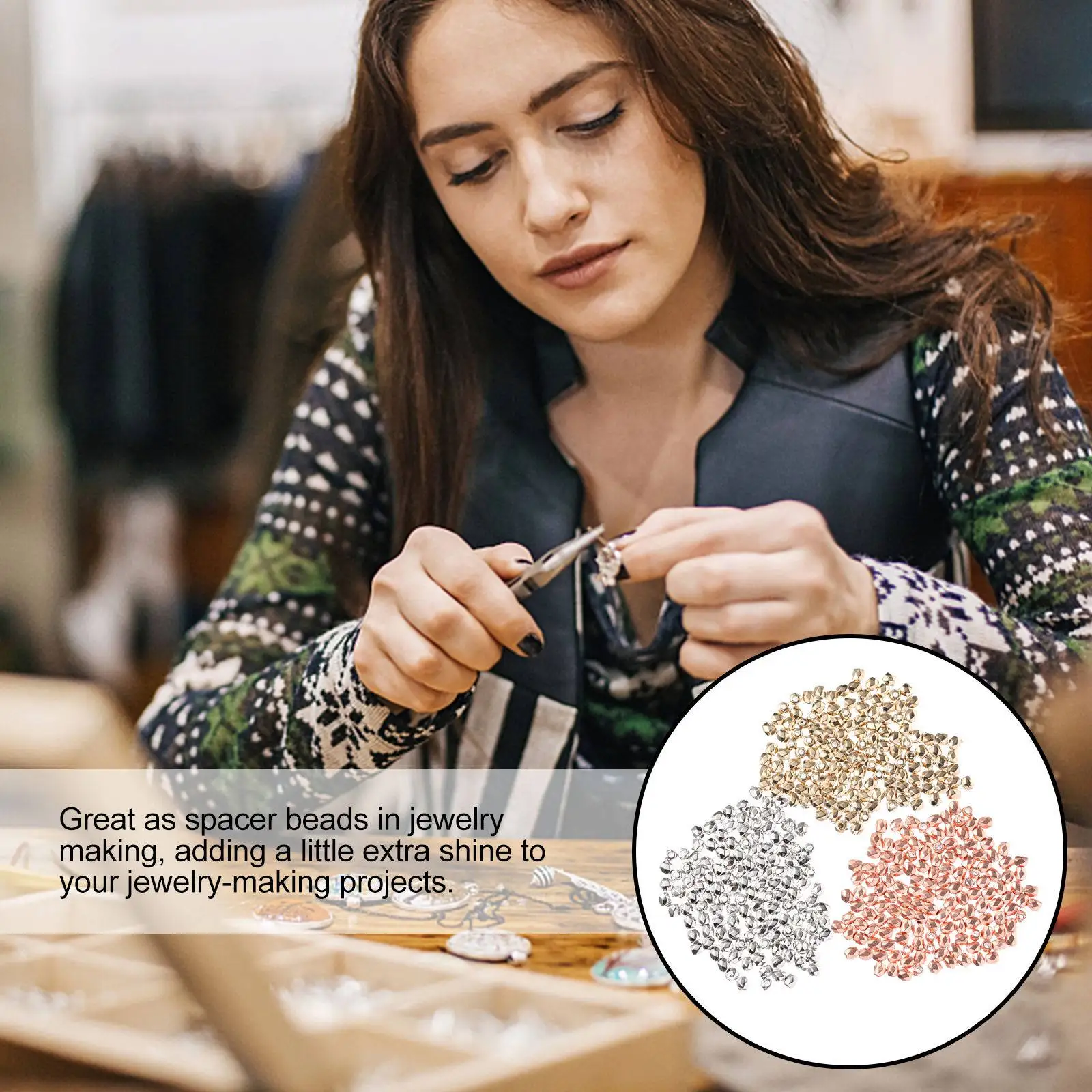 

900 шт. бриллиантовых бусин-разделителей для изготовления браслетов, ожерелий, рукоделия, аксессуаров, ювелирных изделий, творческих проектов