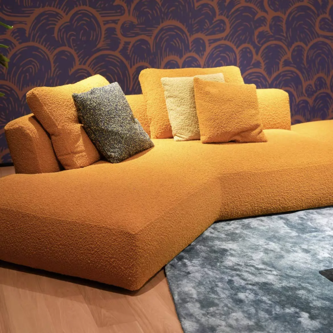 Italian minimalist living room fabric module sofa cream wind tofu block combination sofa