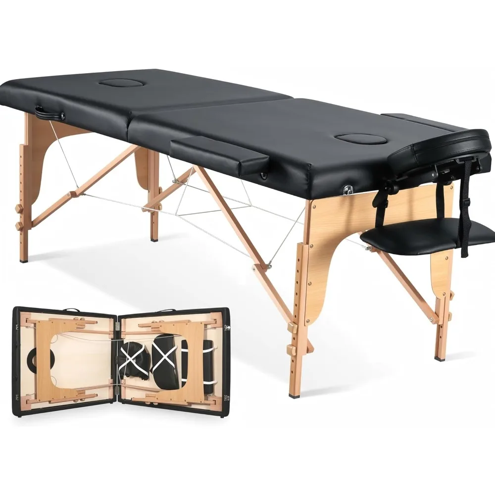 CHRUN Massagetisch, tragbares Wimpernbett, breites Massagebett, Beauty Spa, Tattoo, Gesichtswiege, Höhe 35 Zoll, verstellbar, 2 Falten, als Geschenk