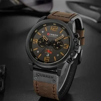 Reloj de Pulsera de Cuarzo CURREN 8314 para Hombre, Correa de Cuero, Estilo Ejecutivo, Resistente al Agua, Calendario, Casual, 6 Agujas