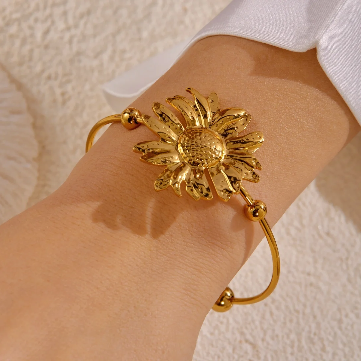 Einfache Edelstahl-Sonnenarmbänder für Damen und Herren, Gänseblümchen-, Muschel-, Spiral-, Oktopus-, Schildkröten-Armreif, Ozean-, Strand-, Urlaubsschmuck – Detail 21