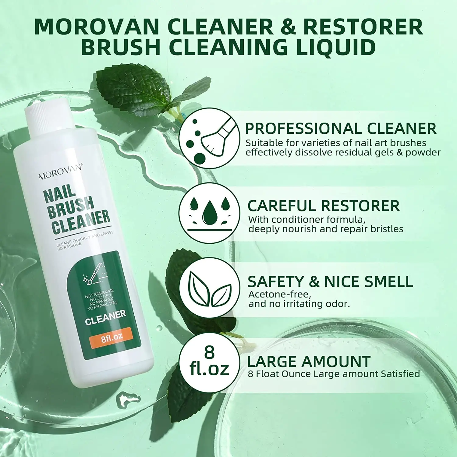 Cleaner-8oz ทำความสะอาดแปรงเล็บสำหรับทุกแปรงเล็บเล็บอะคริลิกแปรงเล็บแปรงน้ำยาทาเล็บเจลสำหรับทุกเครื่องมือทำเล็บ