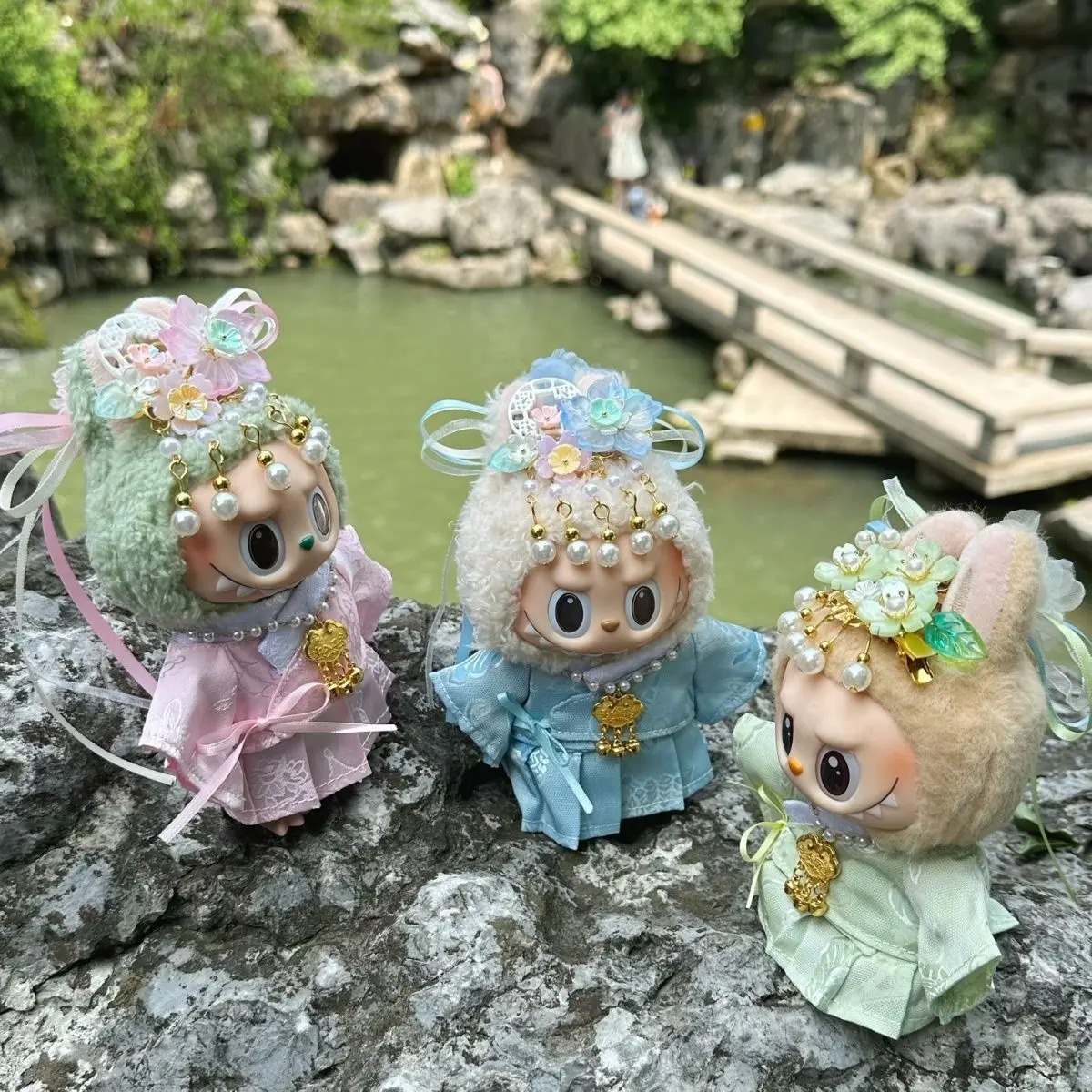 For 17cm Labubu Doll Modern Chinese Style Outfit with Jade Lock Traditional Ropa Labubu Costume Doll Accessory