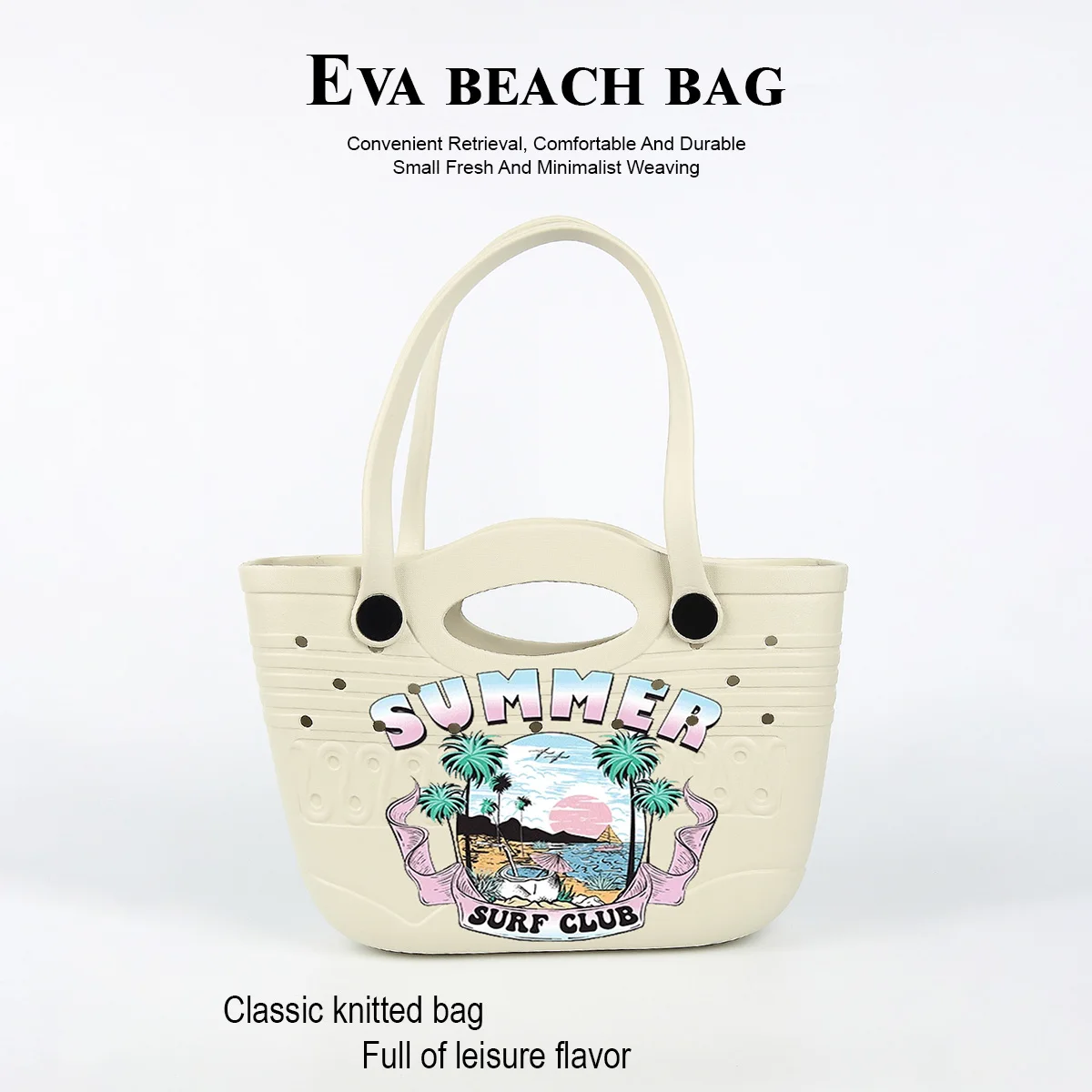 1 Piece of Summer Beach Printed Eva Beach Bag, Suitable for Daily Use at the Beach or by the Sea, Large Capacity Tote Bag That Can Hold Items Such as Mobile Phones, Books, Swimsuits, Etc., with Detachable Handle, Two Carrying Methods, Can Be Worn on One Shoulder or Carried by Hand