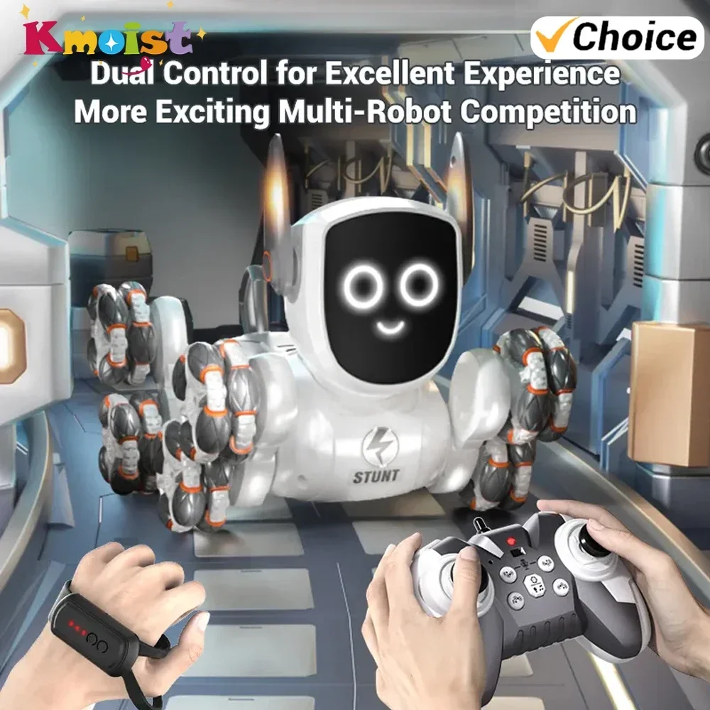 JJRC Q193 RC Robot Intelligent Voice Mechanical Dog Gesture Induction Remote Control Vehicle Stunt Deformation Car Kids Toys