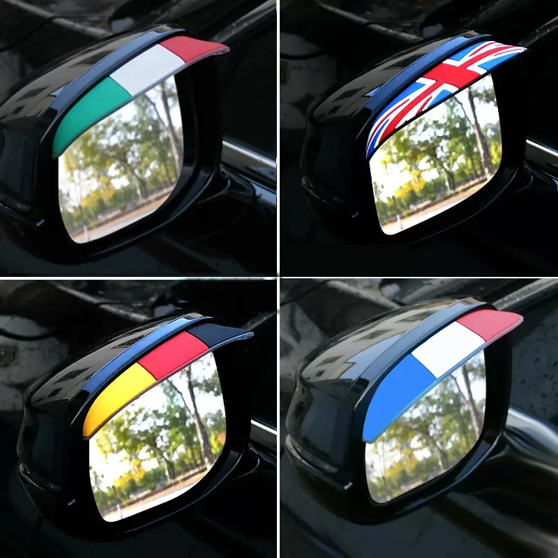 2PCS Car Rearview Mirror Rain Eyebrow Germany Italy Flag Sun Visor Shade Cover Protector Clear Vision for Rain Mirror Accessory