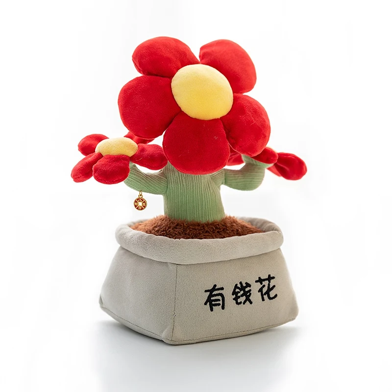 New Kawaii Creative Potted Plant  Plushie Stuffed Flower Plush Doll Red Flower Room Peluche Kid Festive Gift
