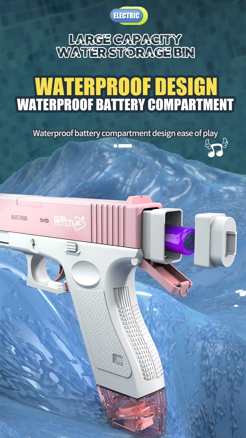 Elektrische Wasserpistole, wiederaufladbar, automatische und manuelle Spritzpistole, Kapazitätsbereich, bis zu 32 Fuß Reichweite für Erwachsene und Kinder – Detail 6