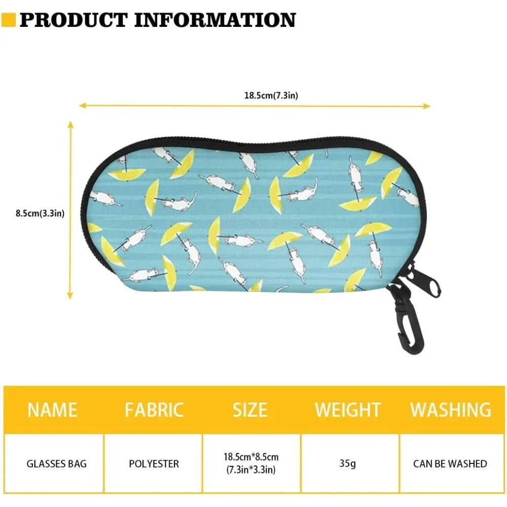 Sloth Black Glasses Case Pouch Prints Zipper Soft Eyewear Storage Box Outdoor Travel Portable Anti-Pressure Sunglasses Bag