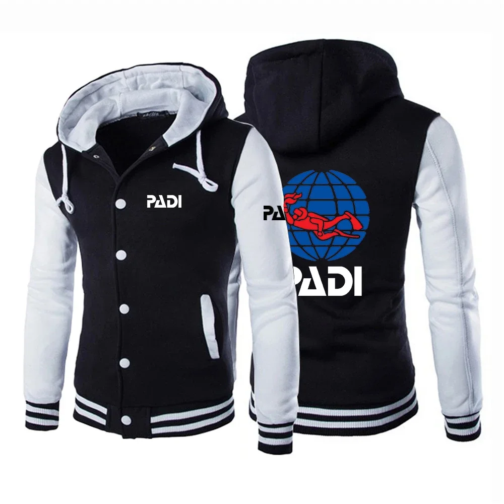 

Scuba Driver Padi Men Spring and Autumn Baseball Uniform Jacket Fashion Patchwork Sleeve Designe Sport Outwear Coat