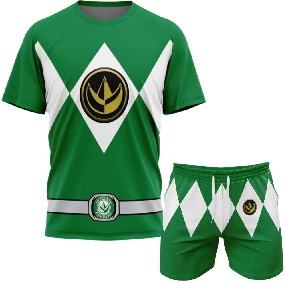 2027 Kinder Neues Bandai Power Rangers T-Shirt und Shorts für Herren und Damen, Oversized, Atmungsaktiv, Schnelltrocknend, Fitness-Lauf-Sportbekleidungs-Set ﻿ – Detail 5